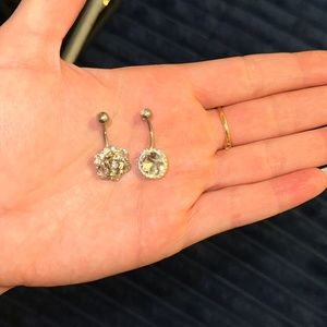 Crystal Frame Belly Button Ring Solid Stainless Steel